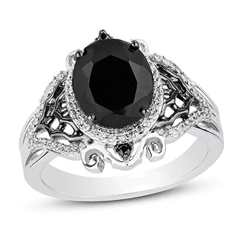 Wedding Rings Damen-Natursteinringe Damen-Solitärringe Damen-1-Ring Damen-Ringgrößen 6~11 Ovale Damen-Steinringe Damen Ringe Einfach (Black, 10) von Caritierily