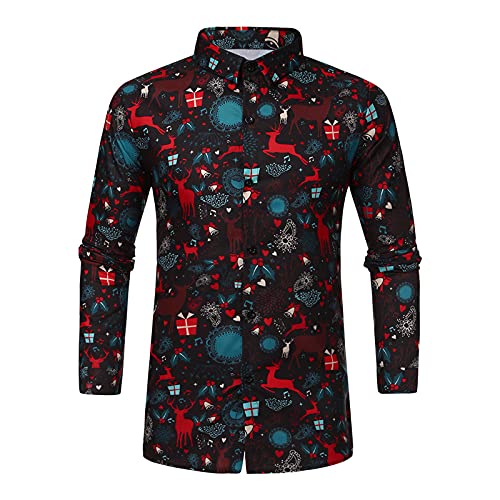 Weihnachten Shirt Print Hawaiihemd Stehkragen männer Button Down Shirts rot 3D Druck Weihnachts Freizeithemd von Caritierily