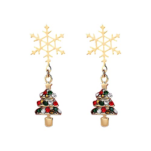 Weihnachtsbaum-Ohrstecker, festlicher Schmuck, Frauen, Kinder, Teenager, Mädchen, Glocke, Weihnachtsmann, Schneeflocke Ohrringe Rechteckig (C, One Size) von Caritierily