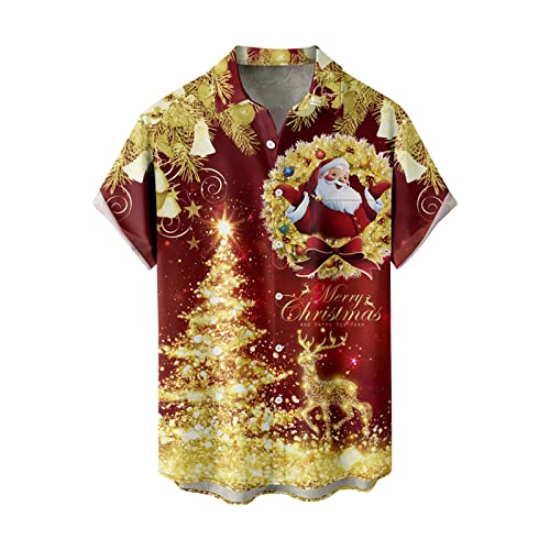 Weihnachtshemd Herren Langarm Hemd Lustige Weihnachten Hawaii Hemd männer Männer Langarm Hemden rot Xmas Shirt von Caritierily