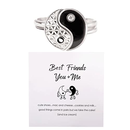 Caritierily to My Best Friend You and Me Silberringe Zweifarbige Ringsets Ehering Ringe für Frauen Ringe Geometrie Ringe Größe 6 10 Ringe Für Kinder Jungen (Silver, 7) von Caritierily