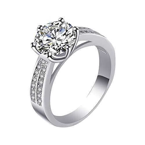 und Zirkonia Fashion Classic Ring für Frauen für Frauen Modeschmuck beliebte Accessoires Silikon Ringe Hand (Silver, 6) von Caritierily