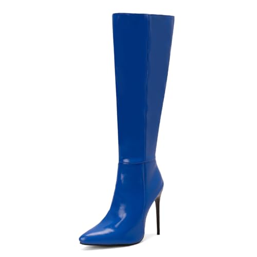 Carkuolary Womens Knee Hohe Stiefel Sexy Pointed Toe Stiletto High Heel Long Herbst Stiefel Mode & Klassischer Dress Schuhe für Frauen Mädchen Damen Blau Große 41.5 Carkuolary Womens Knee Hohe Stiefel Sexy Pointed Toe Stiletto High Heel Long Herbst Stiefel Mode & Klassischer Dress Schuhe für Frauen Mädchen Damen Blau Große 41.5 von Carkuolary