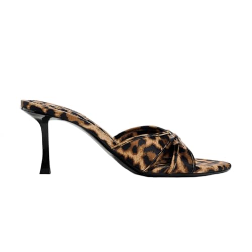 Damen Chic Leopard Print Bow High Heel Sandalen - Sommer Stiletto Slippers Party Dress Buro Schuhe für Frauen Damen Mädchen Leopard Große 39 von Carkuolary