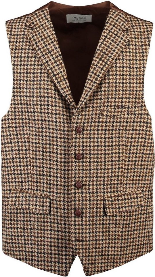 Carl Gross Anzugweste CARL GROSS Harris Tweed Weste braun kariert von Carl Gross
