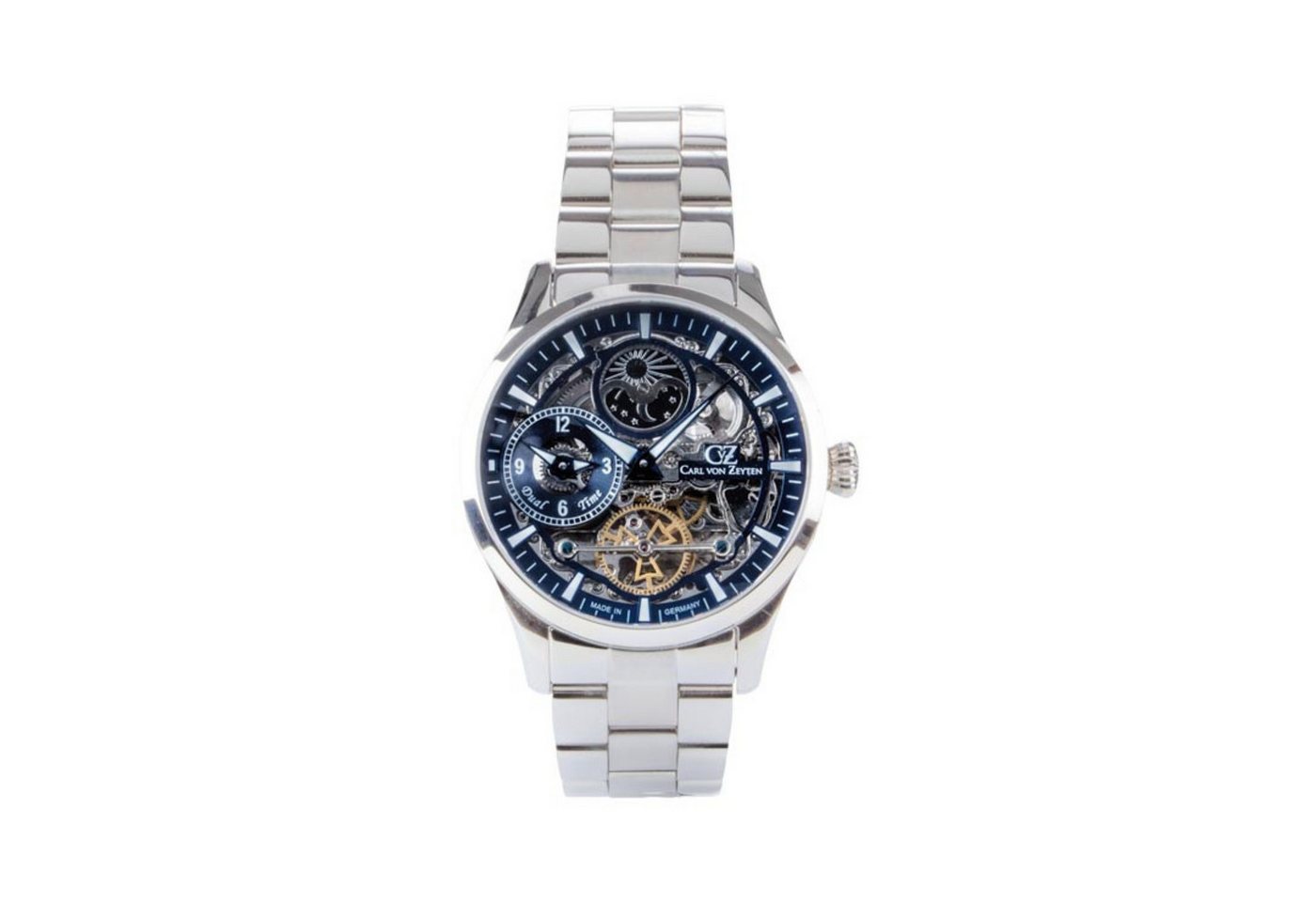 Carl von Zeyten Automatikuhr CVZ0063BLMS, Freiburg Automatik Herrenuhr - blaues Ziffernblatt, mit elegantem Stahlarmband und silbrigem Gehäuse - Made in Germany von Carl von Zeyten