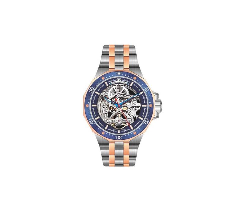 Carl von Zeyten Automatikuhr Herren Automatikuhr „Urberg“ - mit blauem Zifferblatt - Saphirglas, Edelstahlgehäuse Blau/Rosé - mit sichtbarem Skelett - Made in Germany von Carl von Zeyten