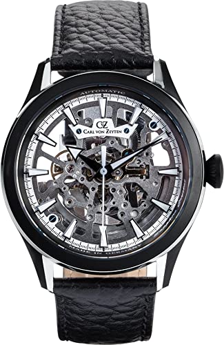 Carl von Zeyten Herren Analog Automatik Uhr mit Leder Armband CVZ0065BKWS von Carl von Zeyten