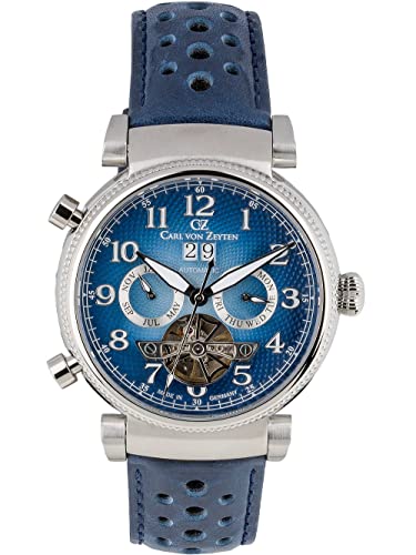 Carl von Zeyten Herren Analog Automatik Uhr mit Leder Armband CVZ0075BLS von Carl von Zeyten