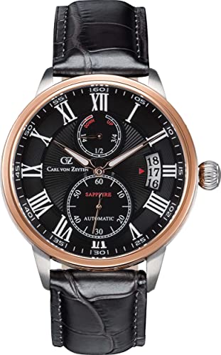 Carl von Zeyten Herren Analog Automatik Uhr mit Leder Armband CVZ0082BKS von Carl von Zeyten