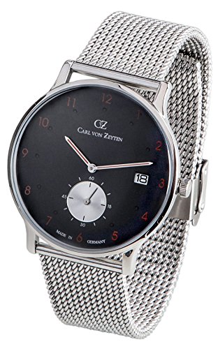 Carl von Zeyten Herren Analog Quarz Uhr mit Edelstahl Armband CVZ0018BKMB von Carl von Zeyten