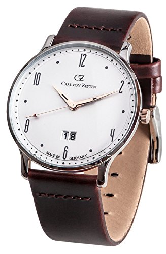 Carl von Zeyten Herren Analog Quarz Uhr mit Leder Armband CVZ0019WH von Carl von Zeyten