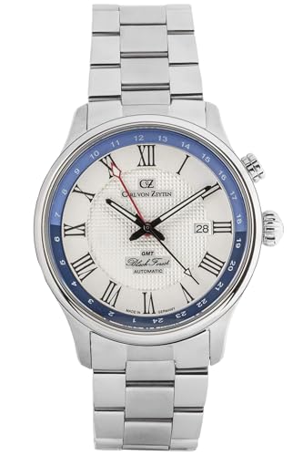 Carl von Zeyten Herrenuhr Original NEU Rench Herrenuhr Silber Weiß Zweite Zeitzone Saphirglas Metallband Automatik 46mm- CVZ0087WHMS von Carl von Zeyten