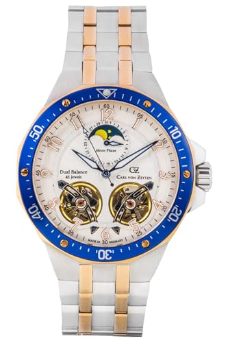 Carl von Zeyten Kirchzarten Herrenuhr Bicolor Weiß Mondphase Saphirglas Automatik 46mm von Carl von Zeyten