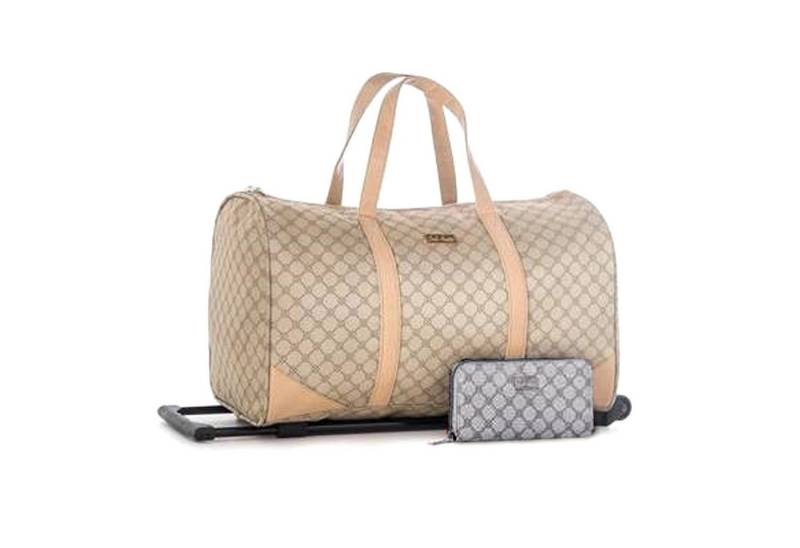 Carla Faustini Handgepäck-Trolley Reisekoffer Reisetasche Stoffkoffer Rollkoffer Koffer, 2 Rollen, inkl. Geldbeutel 48 x 28 x 25 cm von Carla Faustini