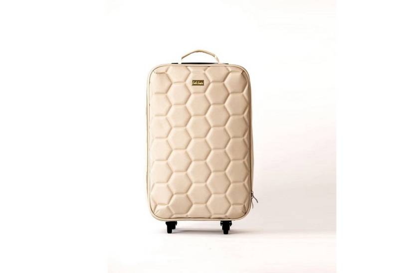 Carla Faustini Handgepäck-Trolley Reisekoffer Trolley Stoffkoffer Rollkoffer Gepäck Koffer Beige, 2 Rollen, 45 x 30 x 13 cm von Carla Faustini