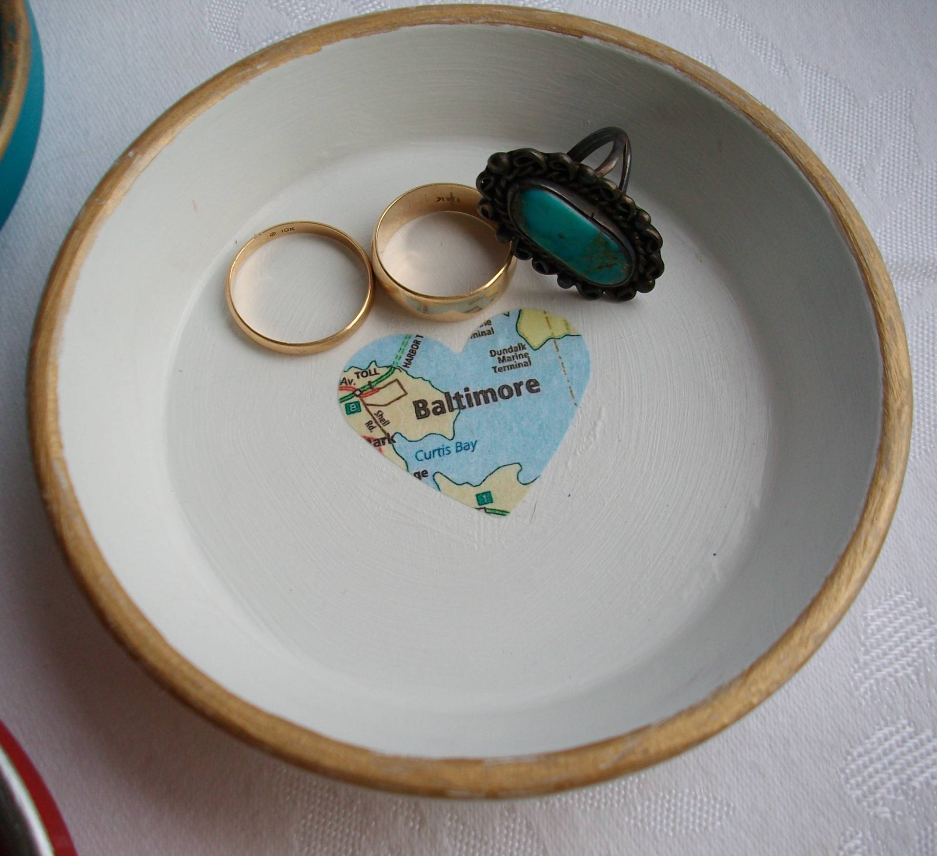 Personalisierte Ringtasten Oder Schmuckschale, Personalisierte Ringschale, Karte Hochzeits - Verlobungsgeschenk von CarlaRaeVintage