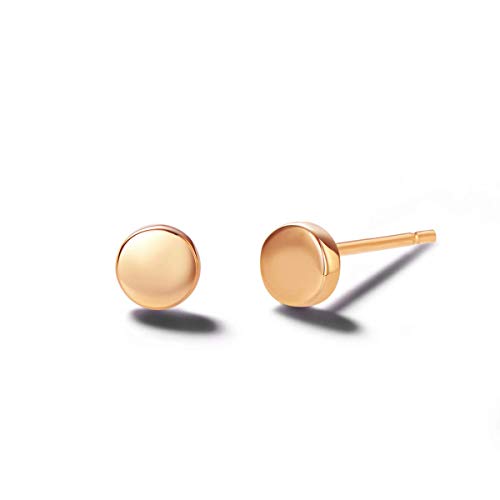 14 Karat 585 Rose Gold Ohrringe Ohrstecker, Mini Runde Ohrringe Schmuck für Damen Mädchen, Durchmesser 4 mm, Gewicht: 0,4 Gramm von Carleen