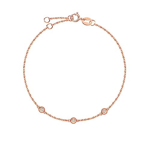 Carleen 18 Karat 750 Rose Gold mit Natürlichem Diamant 0.045 ct - Armbandlänge: 17 + 3 cm von Carleen