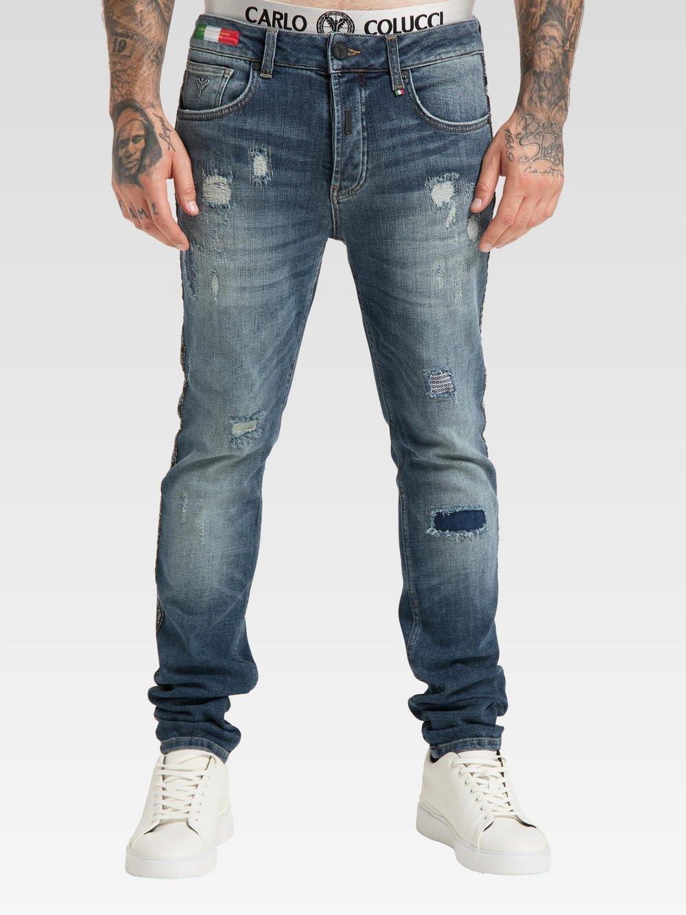 Carlo Colucci 5-Pocket-Jeans Herren Baumwolle, blau von Carlo Colucci