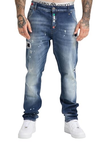 Carlo Colucci 5-Pocket Jeans mit Destroyed-Effekten Blau 31W von Carlo Colucci