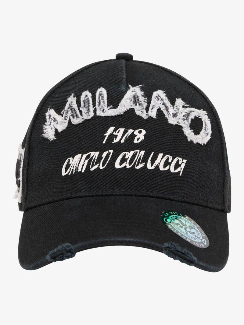 Carlo Colucci Baseball Cap Herren Baumwolle bedruckt, schwarz von Carlo Colucci