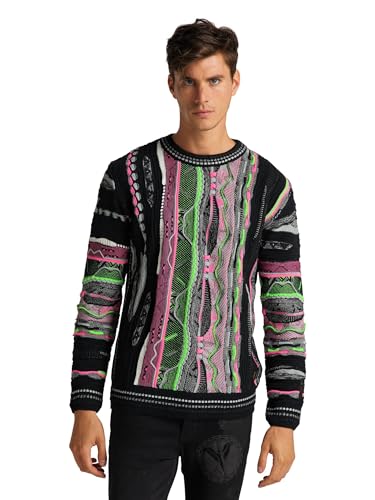 Carlo Colucci Edizione Strickpullover in Neonfarben Schwarz 3XL von Carlo Colucci