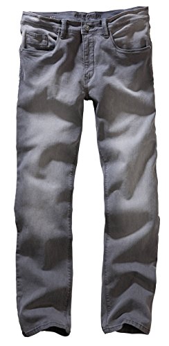 Carlo Colucci Herren Stretch 5-Pocket Trend Jeans Hose Mod. Enrico, Regular Gerade Hellgrau Midgrey Used (33/30) von Carlo Colucci