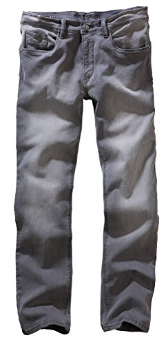 Carlo Colucci Herren Stretch 5-Pocket Trend Jeans Hose Mod. Enrico, Regular Gerade Hellgrau Midgrey Used (34/30) von Carlo Colucci
