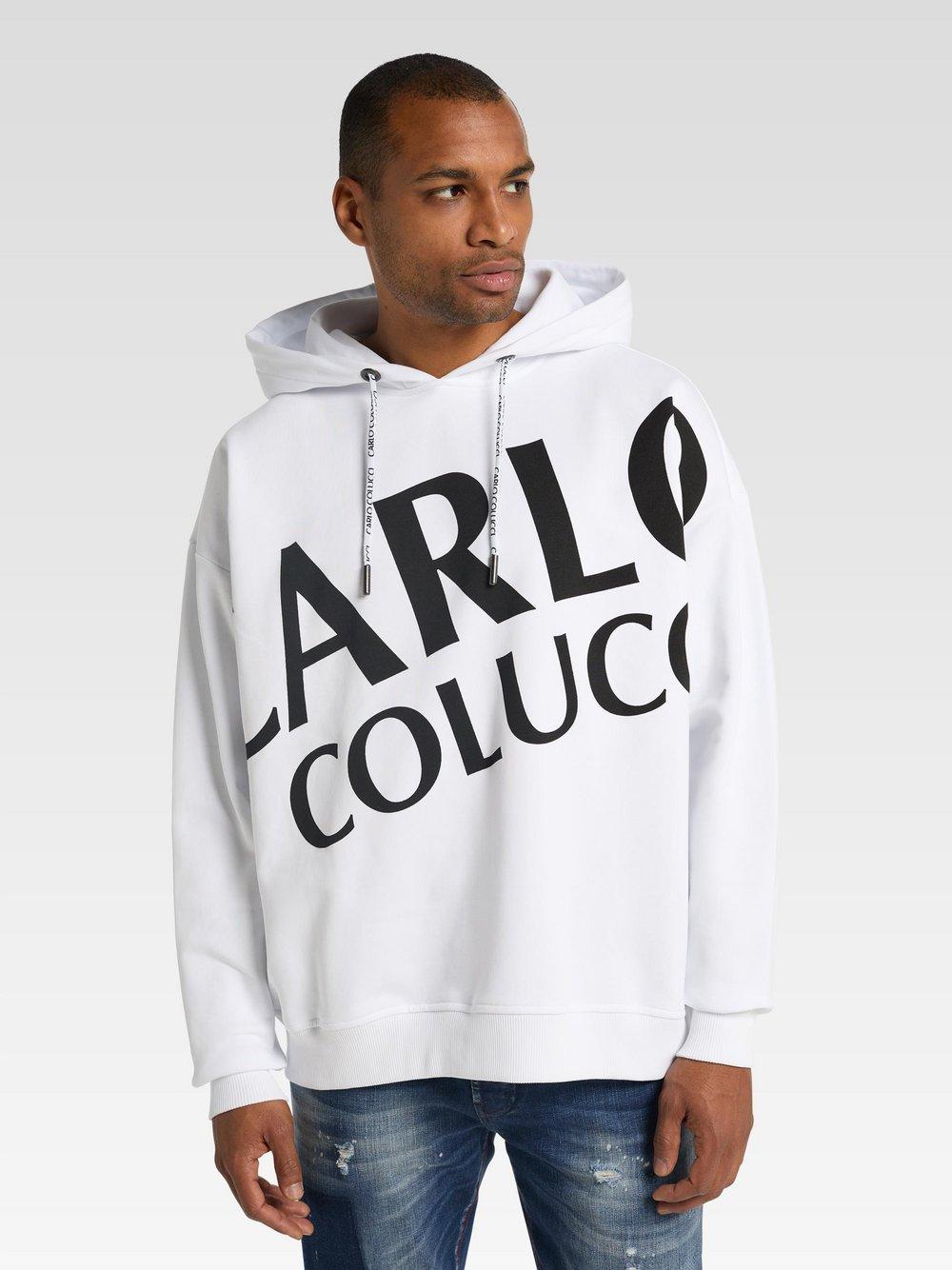 Carlo Colucci Hoodie ohne Reißverschluss Herren Baumwolle Kapuze, weiß von Carlo Colucci