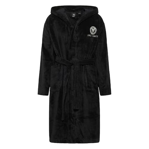 Carlo Colucci Kapuzen-Bademantel Como | für Herren | aus 100% kuschelweicher Baumwolle und saugstarkem Frottier | nachhaltig und fair | Größe XXL | Schwarz von Carlo Colucci