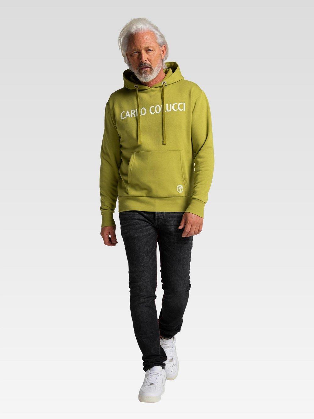 Carlo Colucci Hoodie ohne Reißverschluss Herren Baumwolle Kapuze, oliv von Carlo Colucci