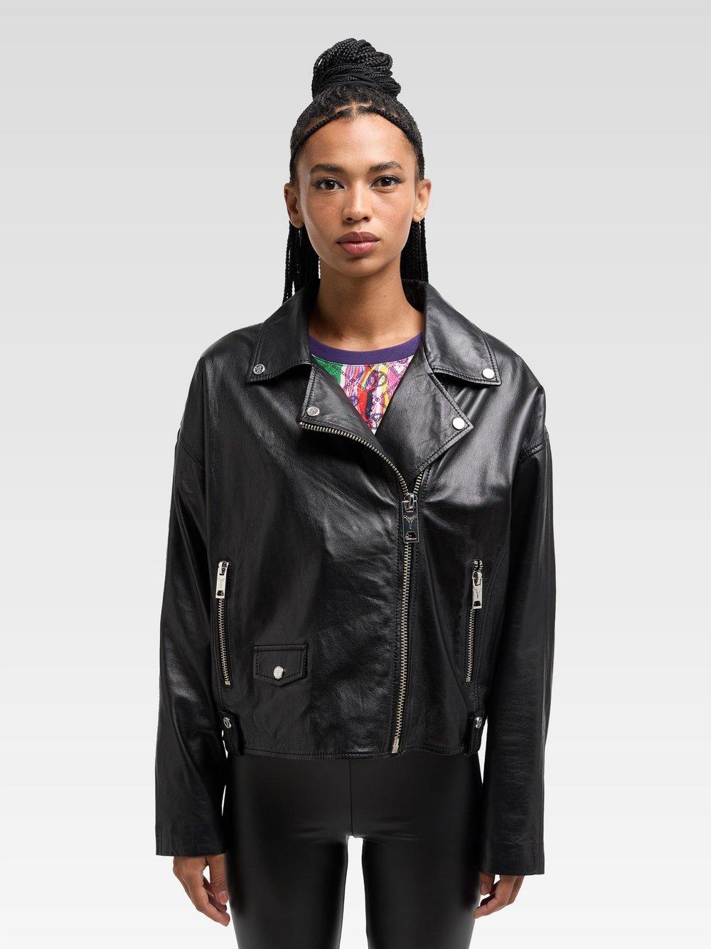 Carlo Colucci Lederjacke Damen, schwarz von Carlo Colucci