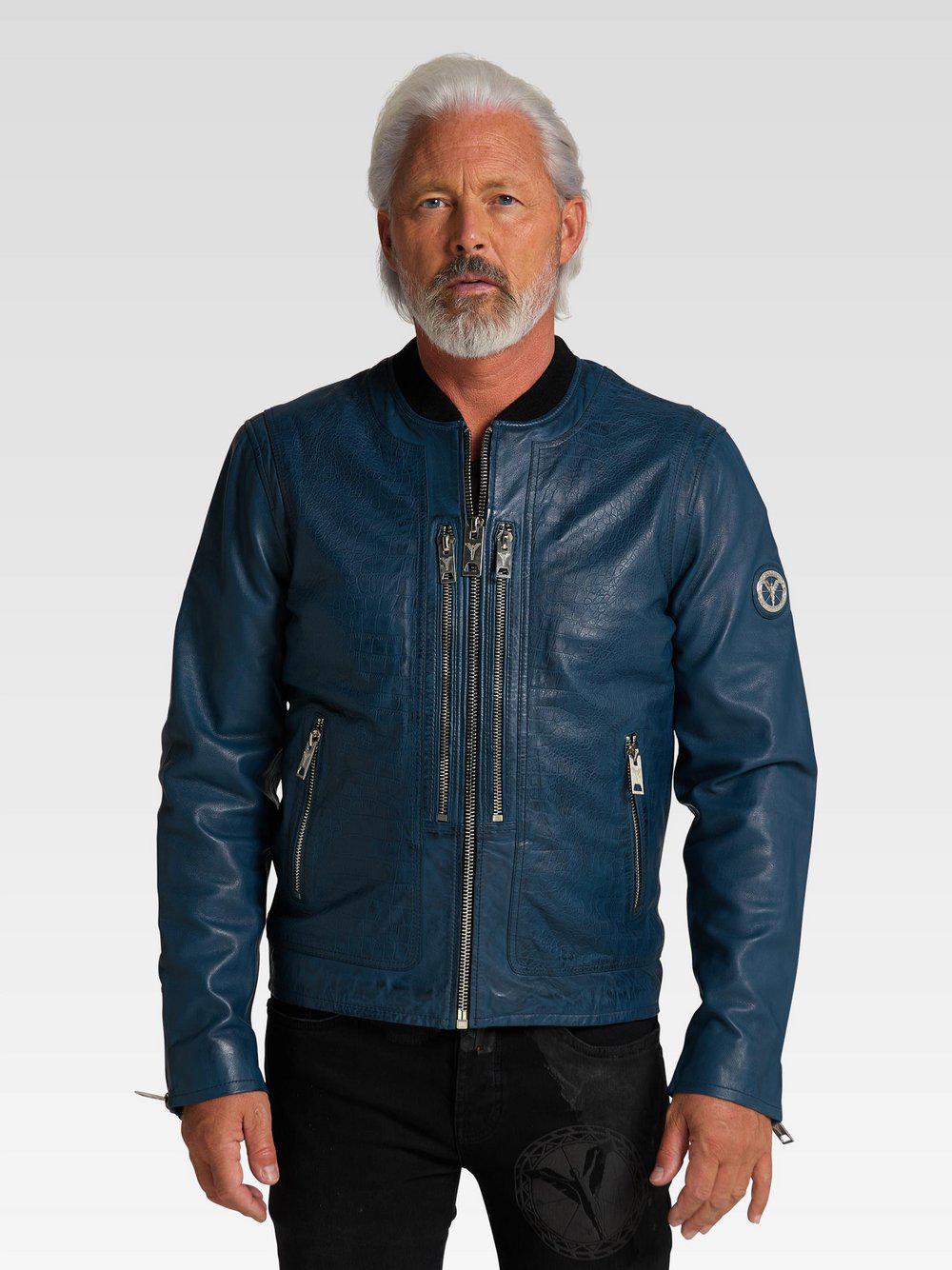 Carlo Colucci Lederjacke Herren, blau von Carlo Colucci