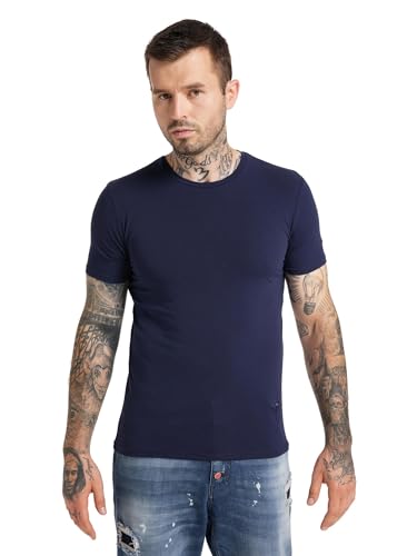 Carlo Colucci Rundhals T-Shirt mit Logo Stickerei Navy M von Carlo Colucci