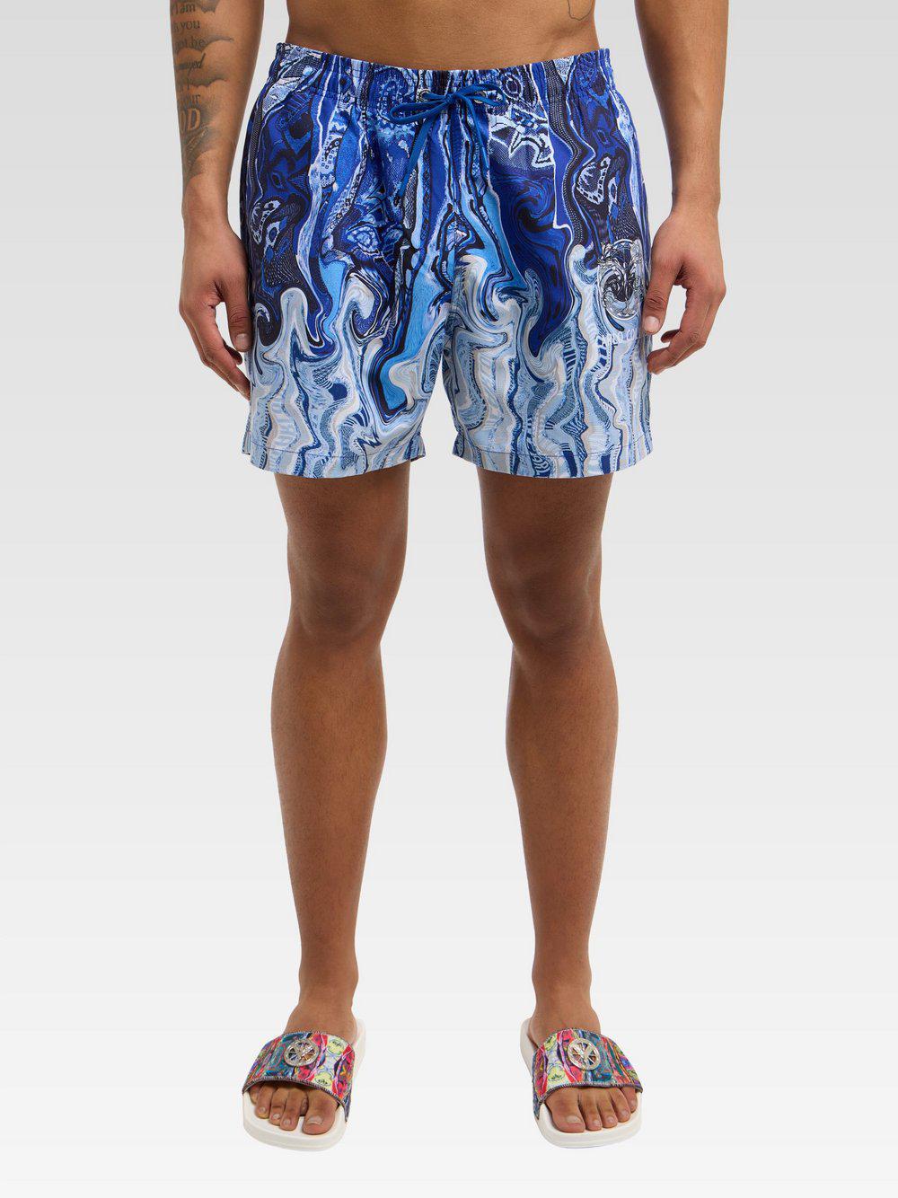 Carlo Colucci Shorts Herren gemustert, blau von Carlo Colucci