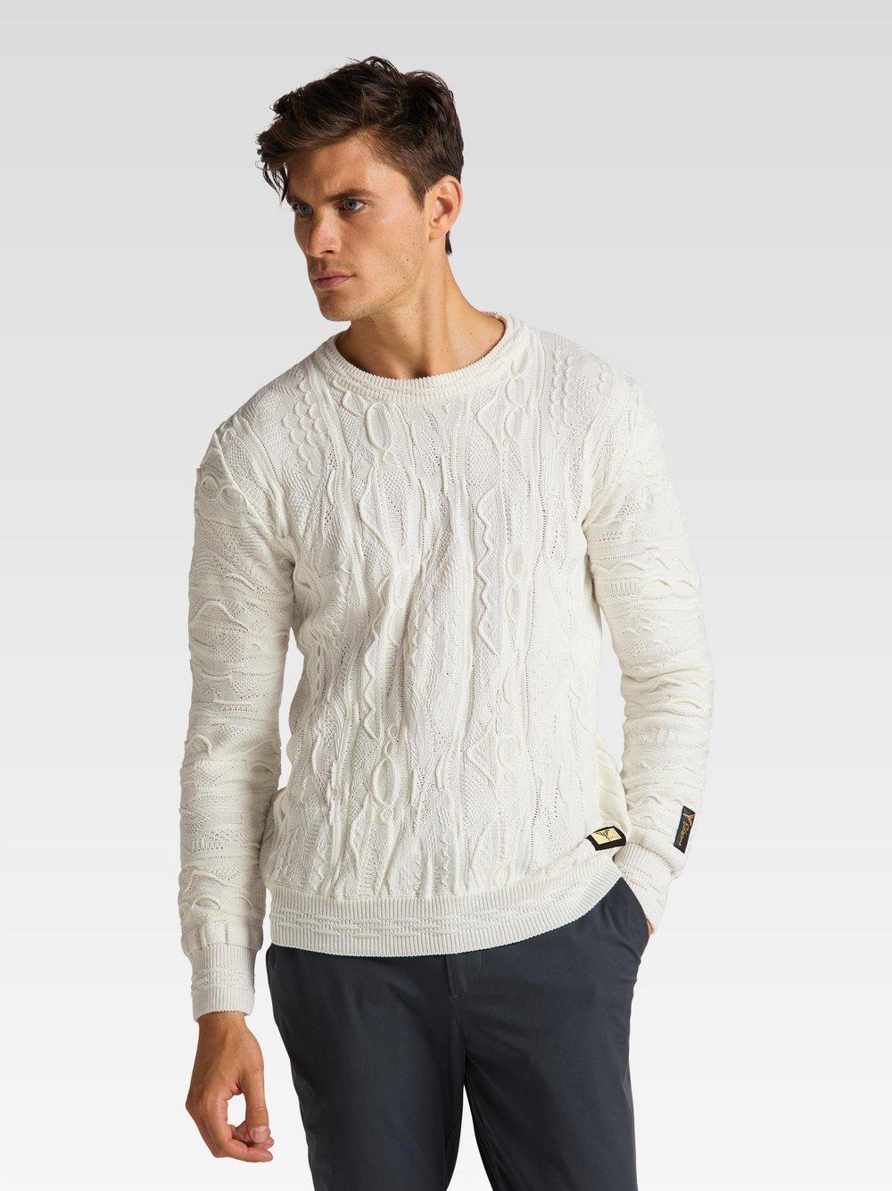 Carlo Colucci Strickpullover Herren Baumwolle Rundhals, weiß von Carlo Colucci