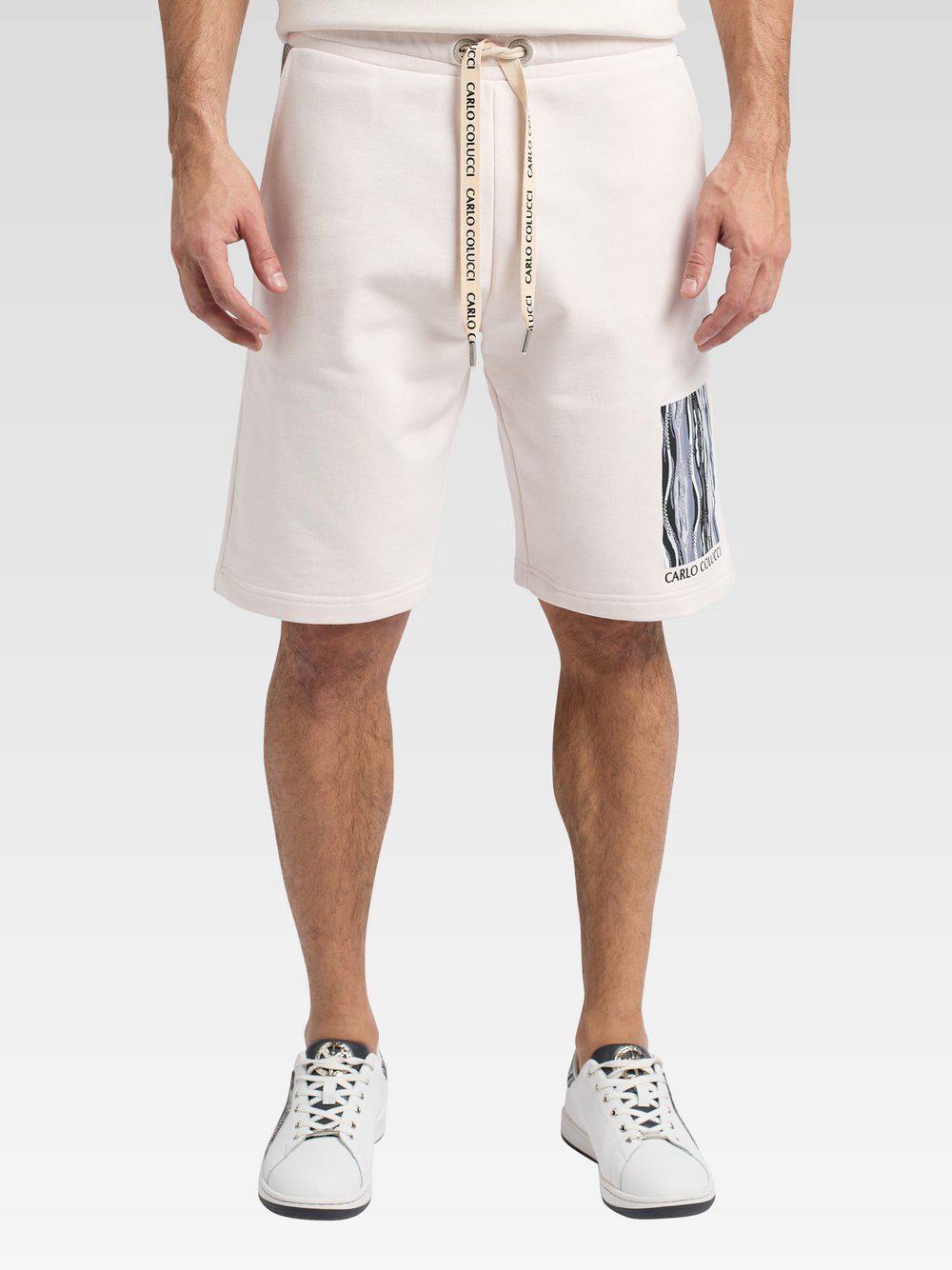 Carlo Colucci Sweatshorts Herren Baumwolle, weiß von Carlo Colucci