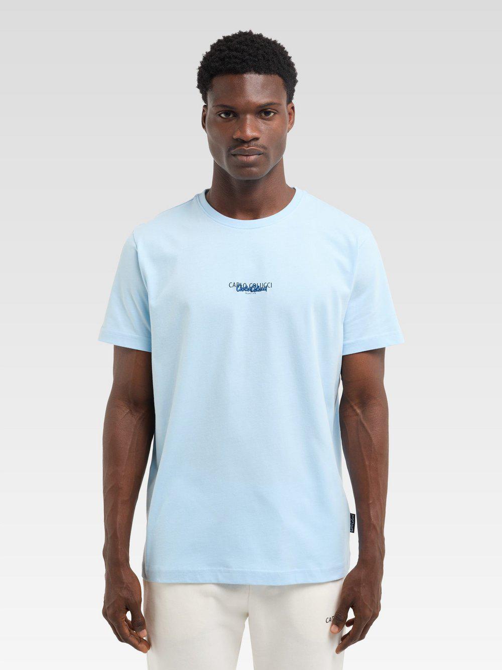 Carlo Colucci T-Shirt Herren Baumwolle bedruckt, blau von Carlo Colucci