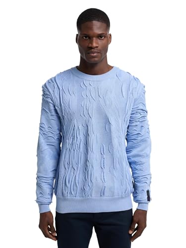 Carlo Colucci Unifarbener Rundhals Pullover Hellblau L von Carlo Colucci