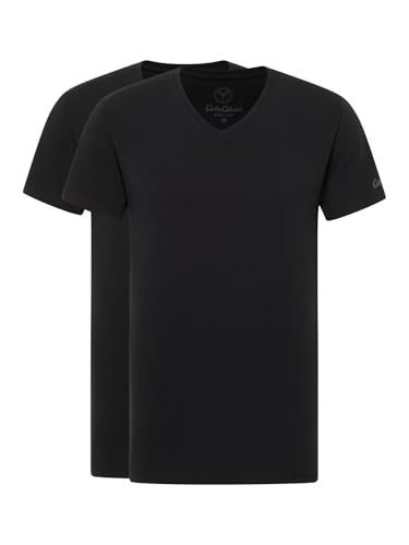 Carlo Colucci V-Ausschnitt T-Shirt, 2er Pack Schwarz M von Carlo Colucci