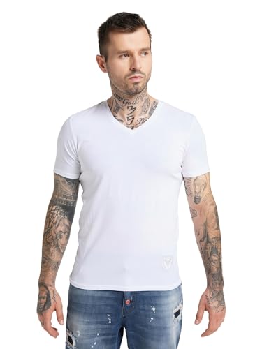 Carlo Colucci V-Neck T-Shirt mit aufwendiger Stickerei Weiß XL von Carlo Colucci