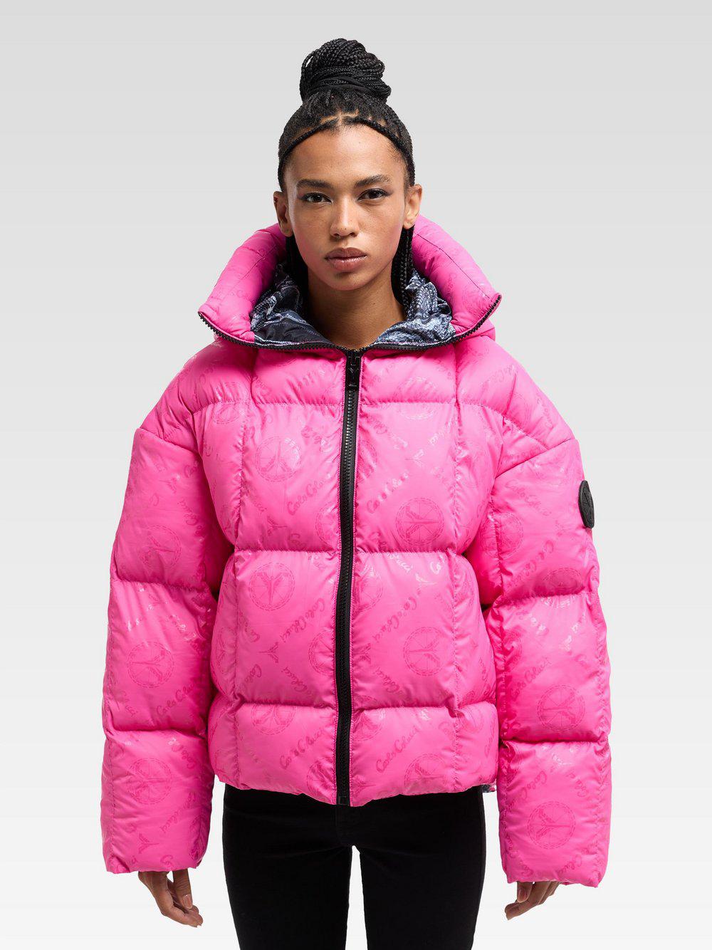 Carlo Colucci Winterjacke Damen bedruckt, pink von Carlo Colucci