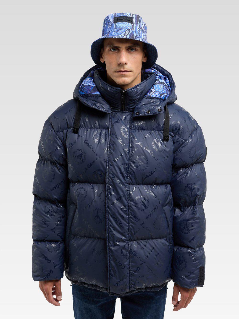 Carlo Colucci Winterjacke Herren bedruckt, blau von Carlo Colucci