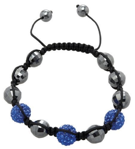 Carlo Monti Damen-Armband Shamballa dunkelblau Länge variierbar, Verschiedene Steine auf schwarzem Textilband JCM1148-592 von Carlo Monti