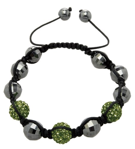 Carlo Monti Damen-Armband Shamballa dunkelgrün Länge variierbar, Verschiedene Steine auf schwarzem Textilband JCM1150-592 von Carlo Monti