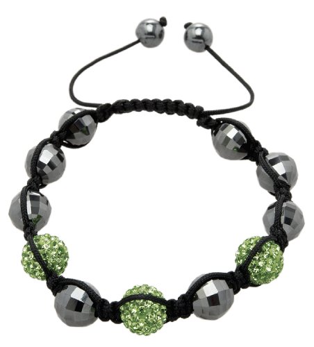 Carlo Monti Damen-Armband Shamballa hellgrün Länge variierbar, Verschiedene Steine auf schwarzem Textilband JCM1149-592 von Carlo Monti