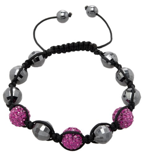 Carlo Monti Damen-Armband Shamballa lila Länge variierbar, Verschiedene Steine auf schwarzem Textilband JCM1155-592 von Carlo Monti