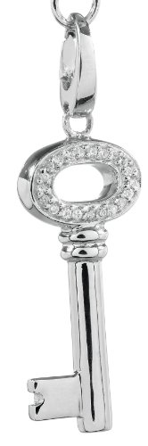 Carlo Monti Damen-Charm XL Schlüssel 925/-Sterling Silber rhodiniert, Zirkonia weiß JCM1104-621 von Carlo Monti