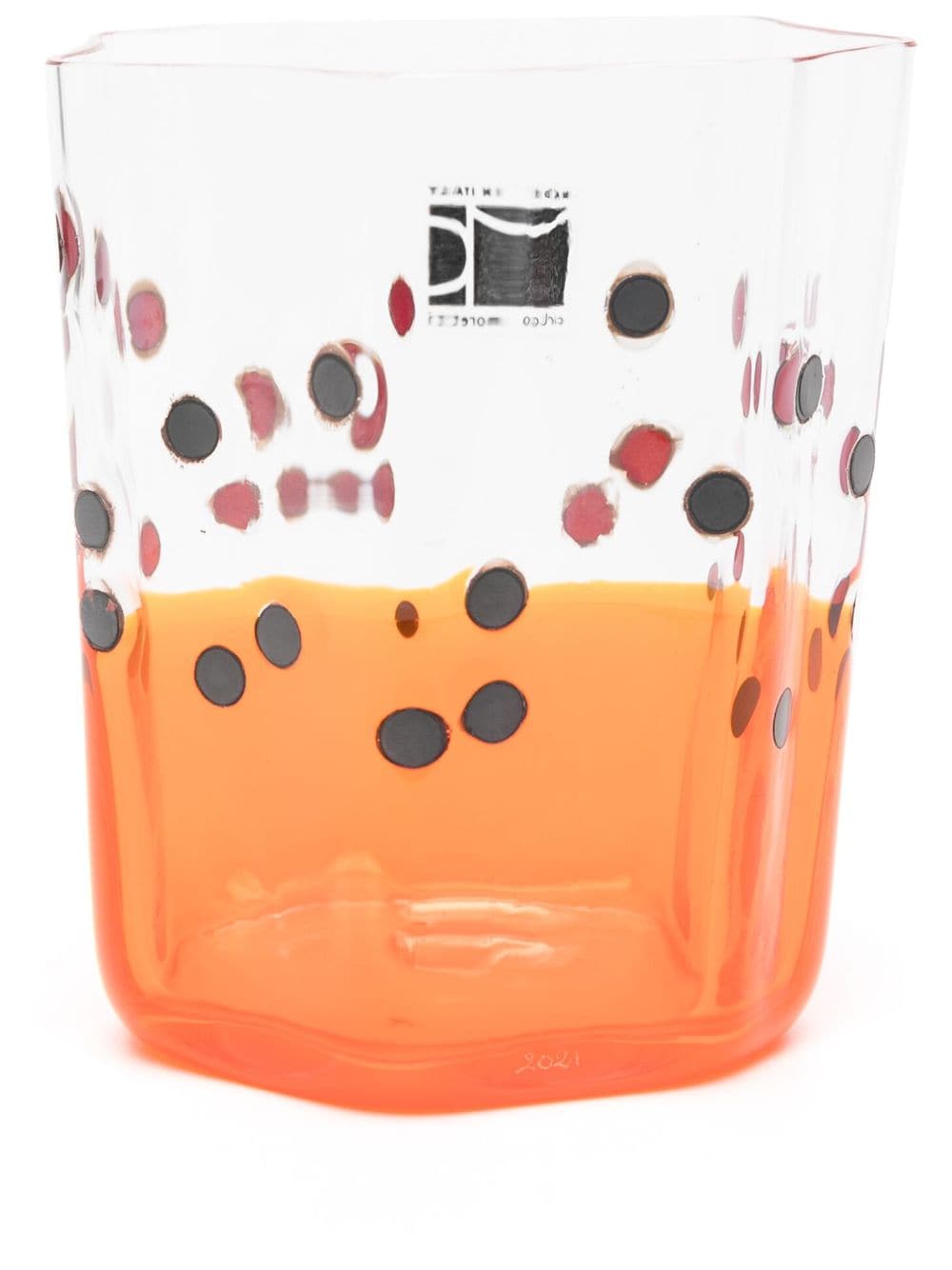 Carlo Moretti Bemalte Vase aus Glas - Orange von Carlo Moretti